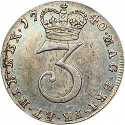 Large Reverse for Threepence 1740 coin