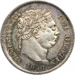 Large Obverse for Threepence 1820 coin