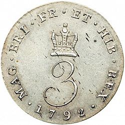 Large Reverse for Threepence 1792 coin