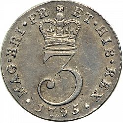 Large Reverse for Threepence 1795 coin