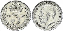 Large Obverse for Threepence 1917 coin