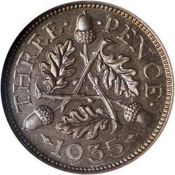 Large Reverse for Threepence 1935 coin