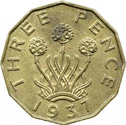 Large Reverse for Threepence 1937 coin
