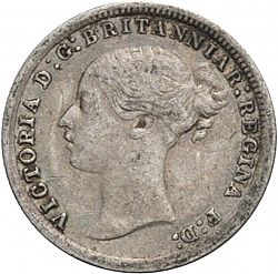 Large Obverse for Threepence 1872 coin