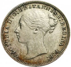 Large Obverse for Threepence 1874 coin