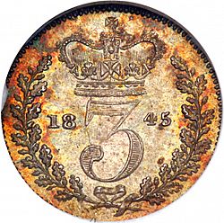 Large Reverse for Threepence 1845 coin