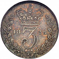 Large Reverse for Threepence 1835 coin