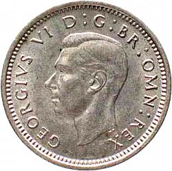 Large Obverse for Threepence 1938 coin
