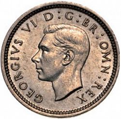 Large Obverse for Threepence 1940 coin