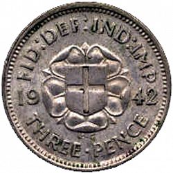 Large Reverse for Threepence 1942 coin