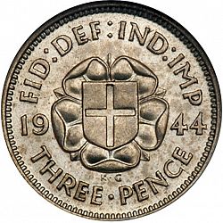 Large Reverse for Threepence 1944 coin