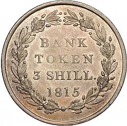 Large Reverse for Three Shillings 1815 coin