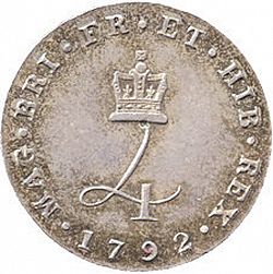 Large Reverse for Fourpence 1792 coin