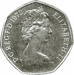 Large Obverse for 50p 1972 coin