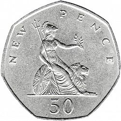 Large Reverse for 50p 1972 coin