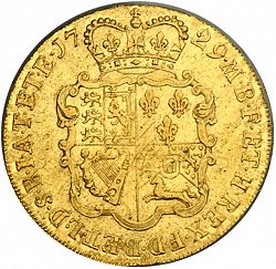 Large Reverse for Five Guineas 1729 coin