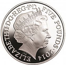 Large Obverse for £5 2014 coin