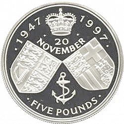 Large Reverse for £5 1997 coin