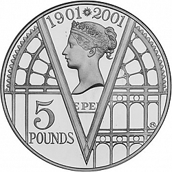 Large Reverse for £5 2001 coin