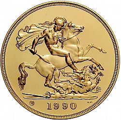 Large Reverse for Five Pounds 1990 coin