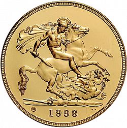Large Reverse for Five Pounds 1998 coin