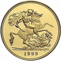Large Reverse for Five Pounds 1999 coin