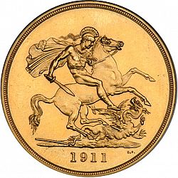 Large Reverse for Five Pounds 1911 coin