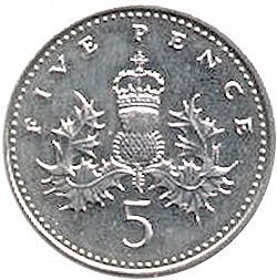 Large Reverse for 5p 1996 coin