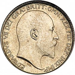 Large Obverse for Sixpence 1909 coin