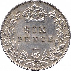 Large Reverse for Sixpence 1902 coin