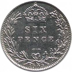 Large Reverse for Sixpence 1903 coin