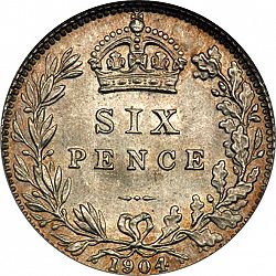 Large Reverse for Sixpence 1904 coin