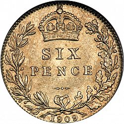 Large Reverse for Sixpence 1909 coin