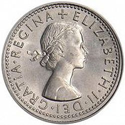 Large Obverse for Sixpence 1954 coin