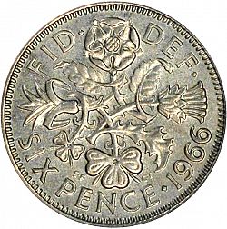 Large Reverse for Sixpence 1966 coin
