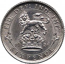 Large Reverse for Sixpence 1926 coin