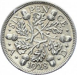 Large Reverse for Sixpence 1928 coin