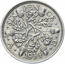 Large Reverse for Sixpence 1934 coin