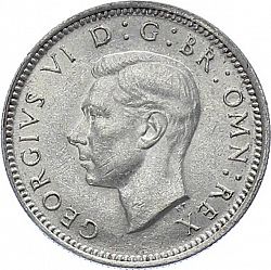 Large Obverse for Sixpence 1942 coin