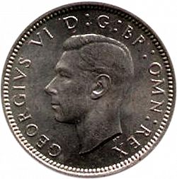 Large Obverse for Sixpence 1950 coin