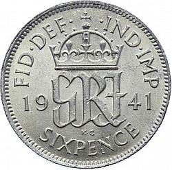 Large Reverse for Sixpence 1941 coin