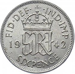 Large Reverse for Sixpence 1942 coin