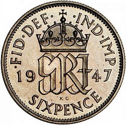 Large Reverse for Sixpence 1947 coin