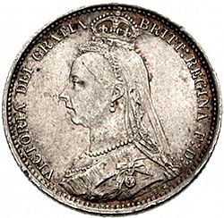 Large Obverse for Sixpence 1889 coin