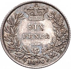Large Reverse for Sixpence 1846 coin