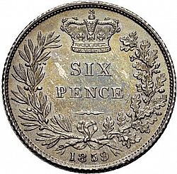 Large Reverse for Sixpence 1859 coin
