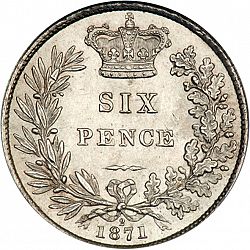 Large Reverse for Sixpence 1871 coin