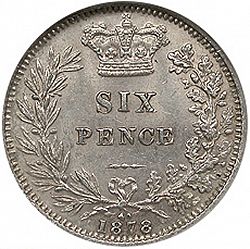 Large Reverse for Sixpence 1878 coin