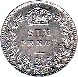 Large Reverse for Sixpence 1887 coin