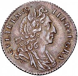 Large Obverse for Sixpence 1701 coin